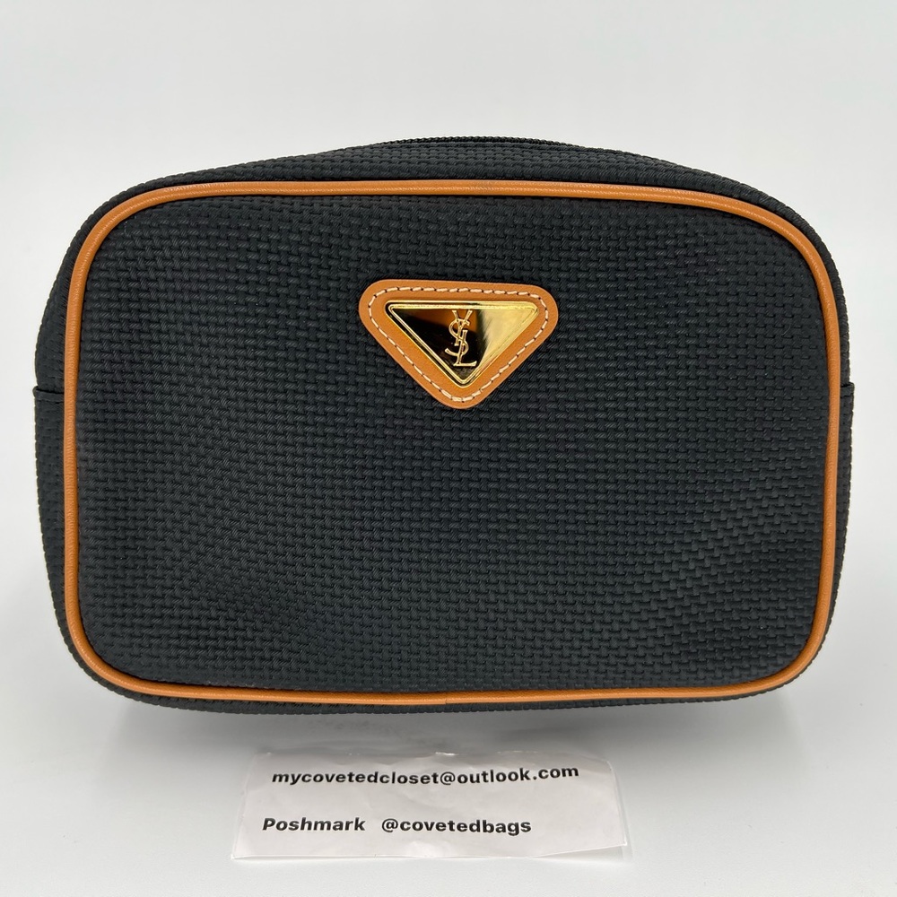 Vintage YSL Black and Tan Toiletry Bag Like New Condition w/Entrupy COA!